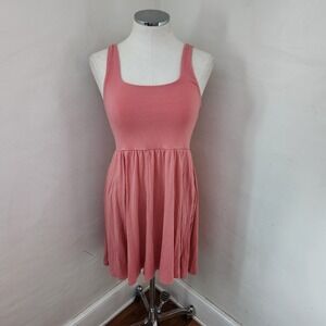 A NEW DAY Sleeveless Scoop Neck Elastic Waist Fit Flare Dress Coral Small